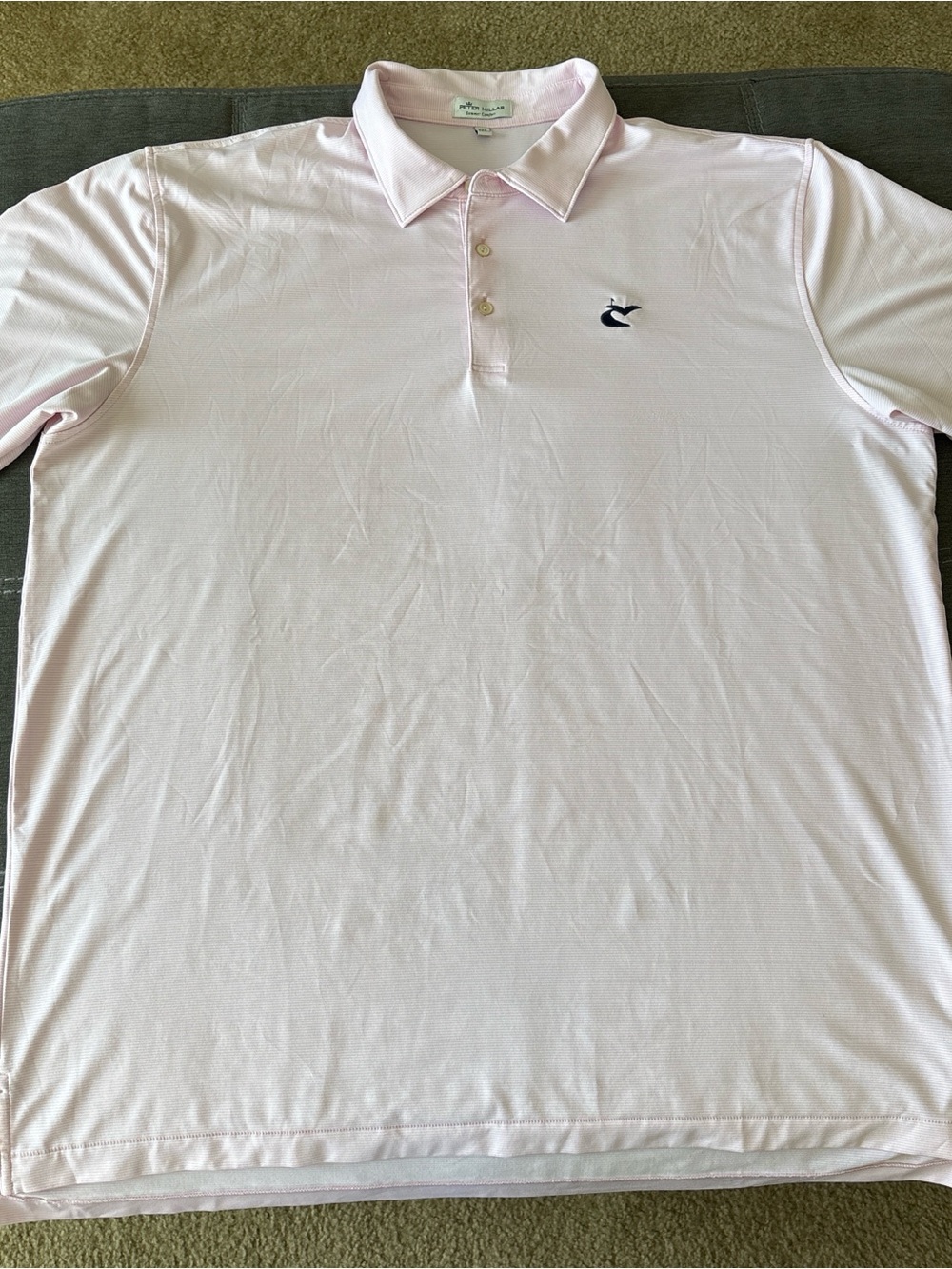 Peter Millar Summer Comfort Men’s Polo - Light Pink and white striped XXL